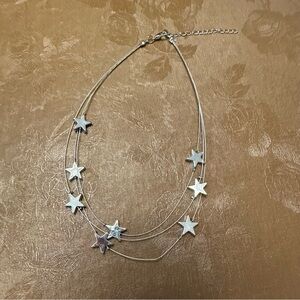 Silver Star Layered Choker Necklace